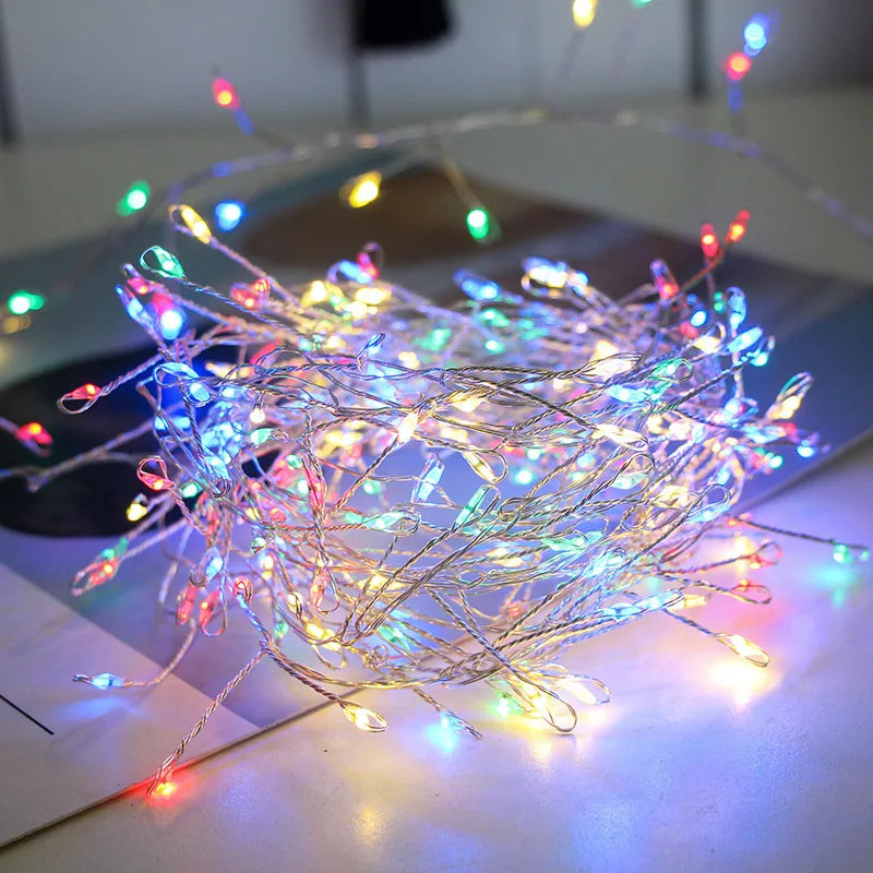 1.5/3/6M USB LED Firecracker String Lights with Remote Control for Christmas Wedding Party New Year Decoration
