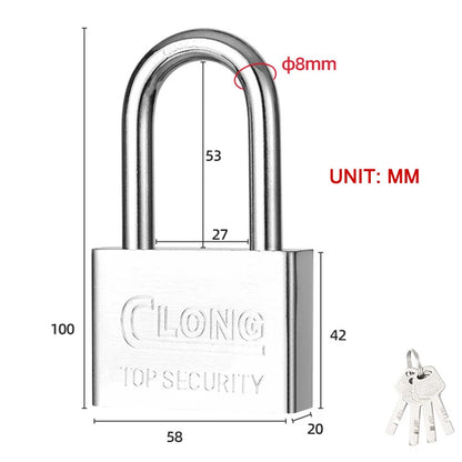 Stainless Steel Waterproof Padlock Same Key Open All Locks
