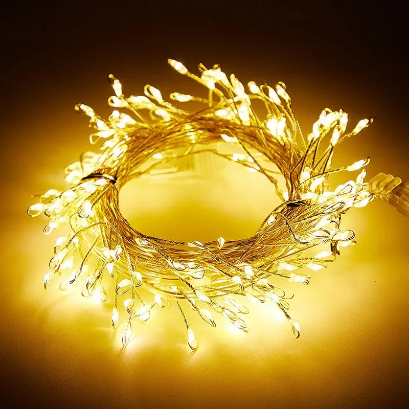 LED Firecracker String Lights 1.5M / 3M / 6M USB Powered with Remote for Christmas New Year Wedding Party Decoration