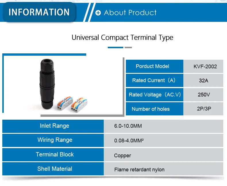 IP68 Waterproof Electrical Cable Connector 3 Way Junction Box Outdoor Wire Connector with Replaceable Lever Wire