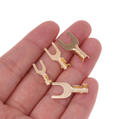 50pcs U-Shaped Brass Grounding Lug Fork Terminal Connector