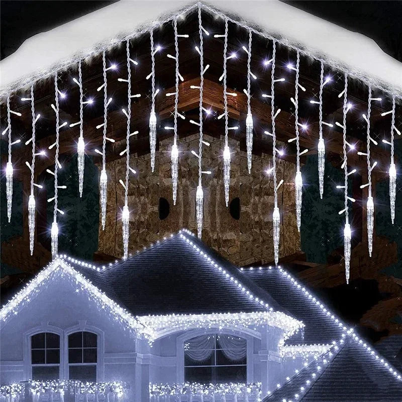 2026 Christmas Decorations Winter LED Icicle Curtain Light Festoon Garlands 0.3/0.4/0.5M Street Droop for New Year