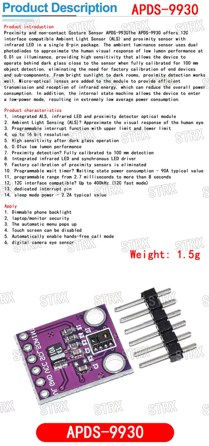 PAJ7620U2 Gesture Recognition Sensor & VL6180 Optical Range Finder Module