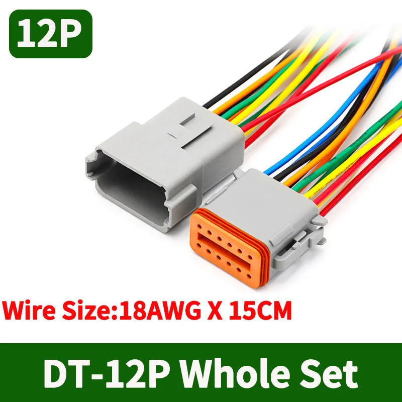 Deutsch DT 12-Pin Waterproof Connector Set DT04-12P DT06-12S 16-22AWG Male Female