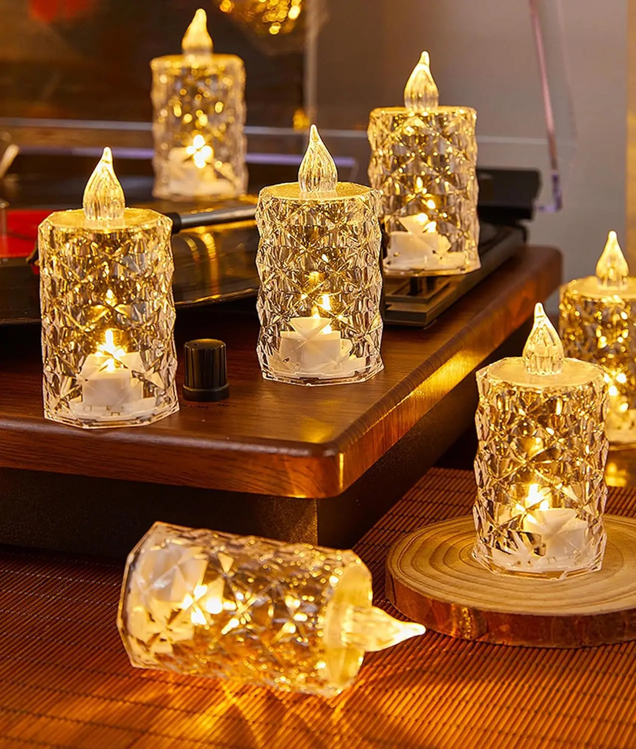 Crystal Candles LED Light Transparent Flameless Battery Power Lantern Night Lamp Wedding Party Birthday Xmas Halloween Decor