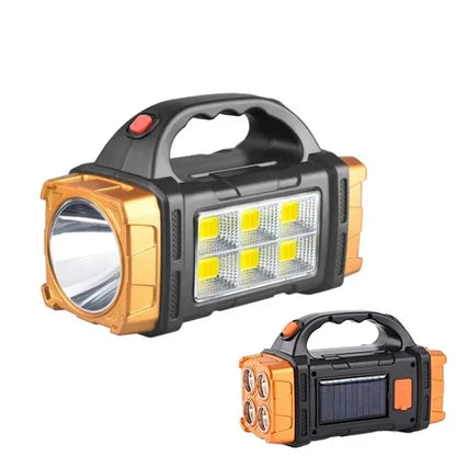 Ultra Bright LED+COB Solar Camping Light Portable USB Rechargeable Flashlight with Work Light 4 Gear Portable Power Source Lamp
