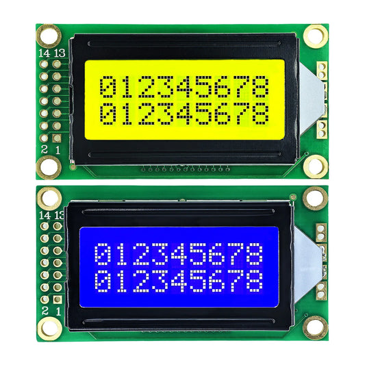 LCD0802 8x2 Character LCD Display Module 3.3V 5V Blue Green Screen LCM for Arduino and DIY Projects