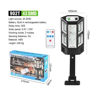 Solar LED Wall Light Outdoor — Motion Sensor, IP65 Waterproof, 3-Mode, 18650 Battery | Garden Street Security Lamp