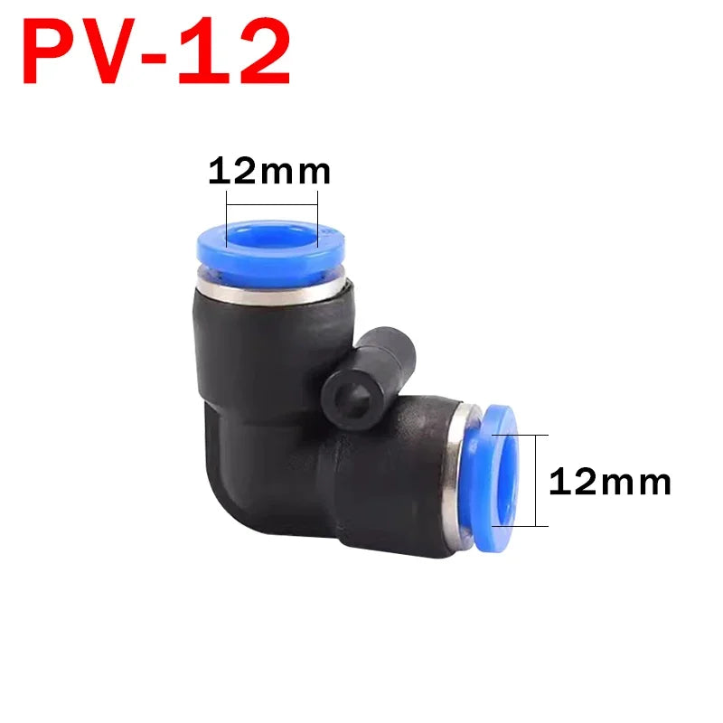 PV Elbow Pneumatic Quick Fitting 4/6/8/10/12mm Air Water Hose Push Connector Industrial Heavy Duty Leak-Proof Seal