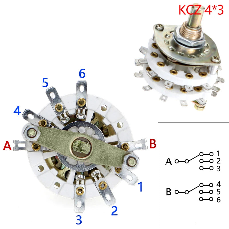 Channel Rotary Switch Selector 2/4 Pole 6-10 Position with Cap