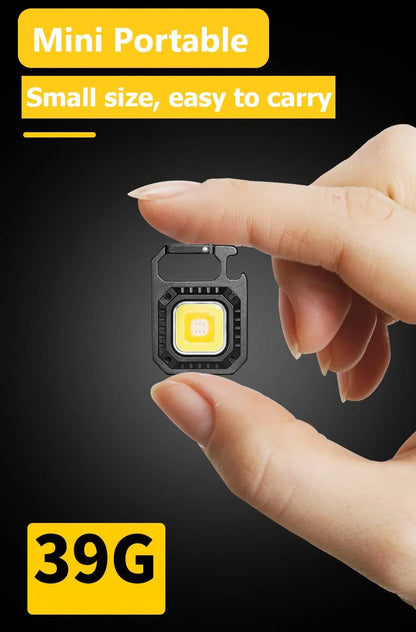 Mini Portable Led Flashlight USB Rechargeable Keychain Light Pocket Torch COB Work Lights Outdoor Camping Emergency Lamp Lantern