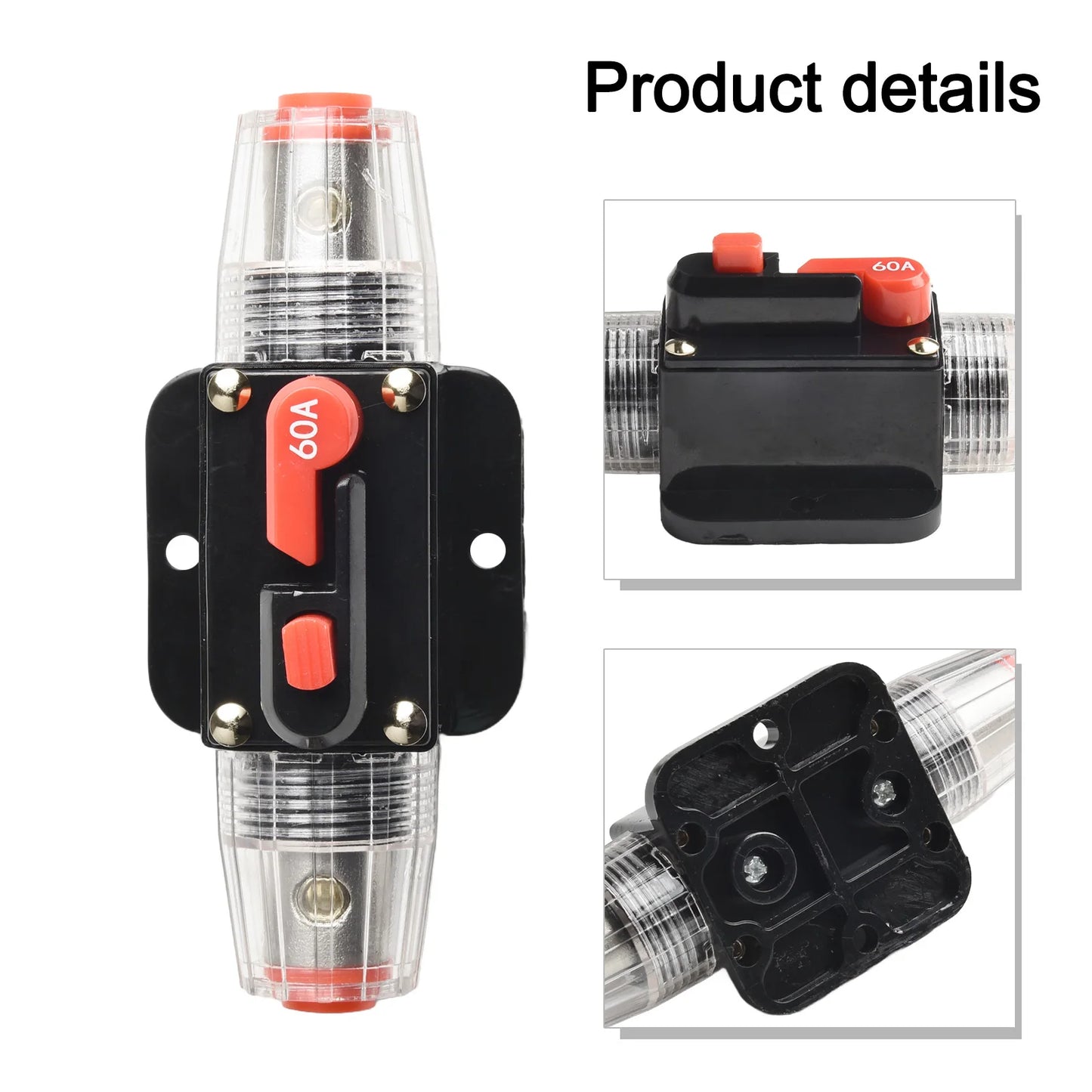 12V-24V DC Auto Inline Fuse Breaker Battery Safety Audio System Protection Overload Protection Device Temperature Resistance