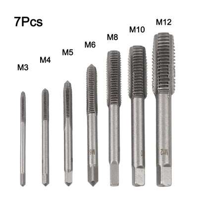 7Pcs For M3 Metric Thread Tap Drill Bits Set with HSS Straight Fluted Screw Taps for Stainless Steel and General Steel