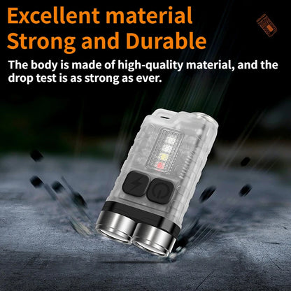Mini Portable Keychain LED Flashlight TYPE C Rechargeable Camping Hiking Lantern High Power Luminous Flash Light Pocket Torch