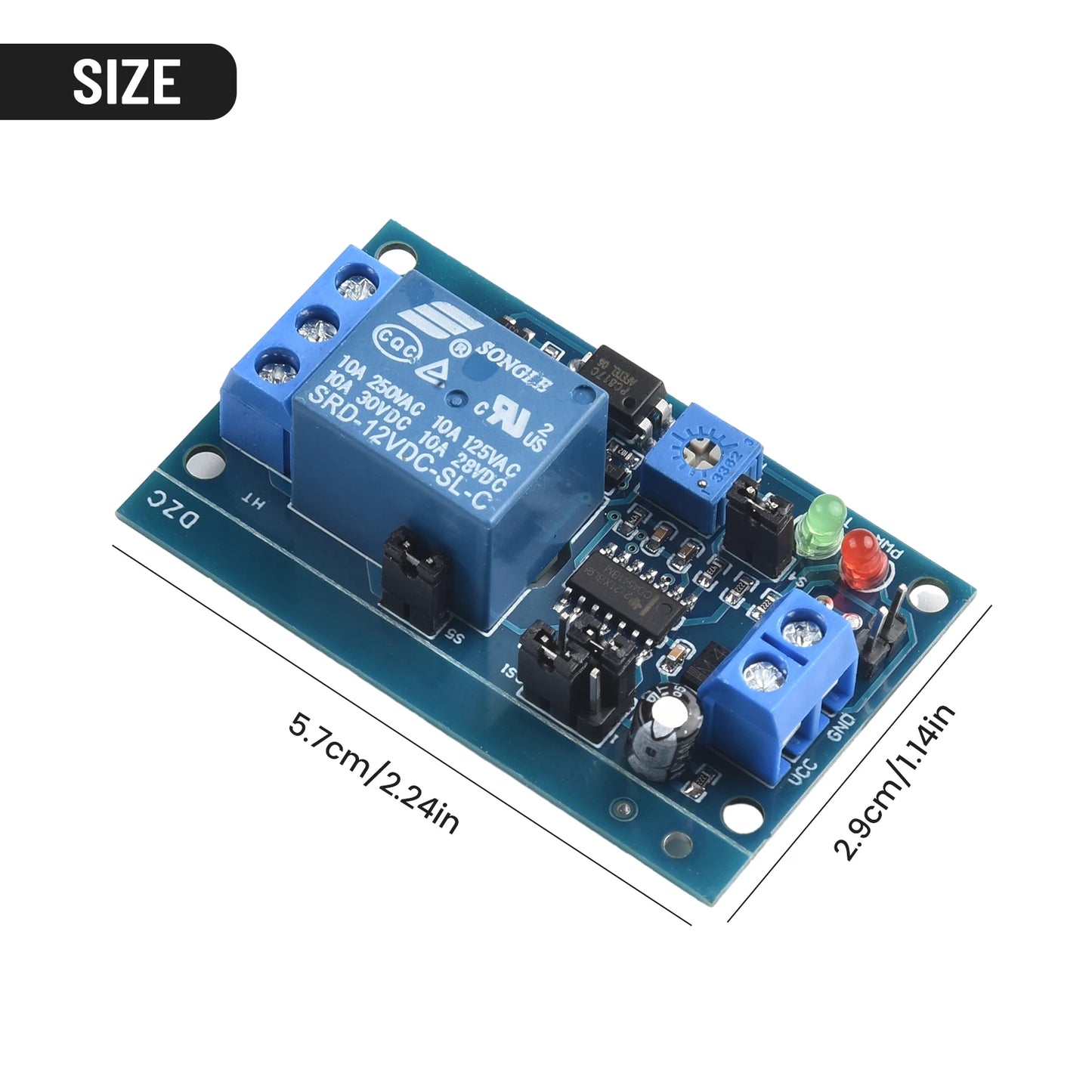 Normally Open 12V Time Delay Relay Module with Adjustable Timing for Turn On/Turn Off Switch Suitable for 250V AC Load