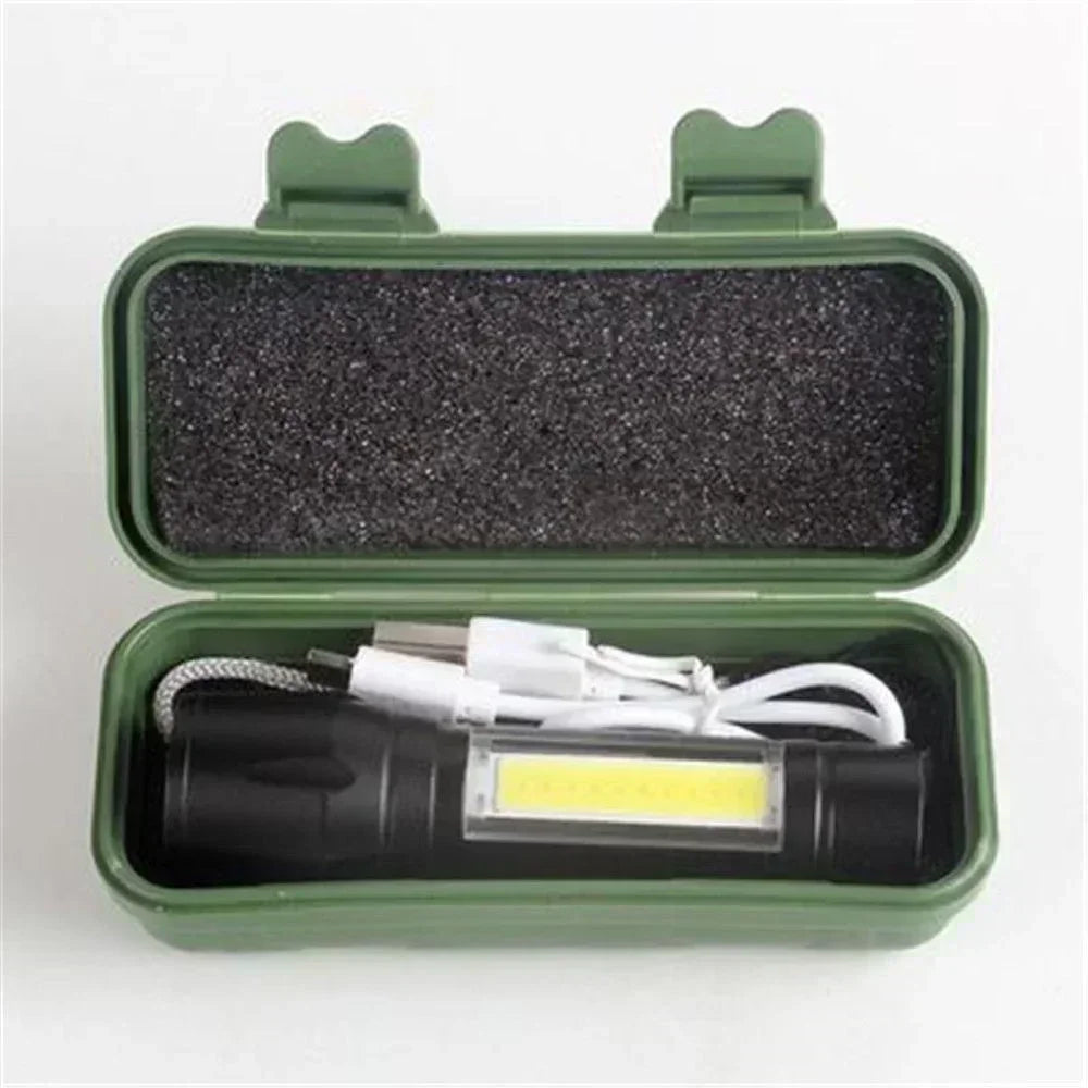 COB+XPE Mini LED Pocket Flashlight with Pen Clip Portable USB Rechargeable Torch Outdoor Zoomable Light Tactical Lantern Lamp