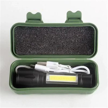 COB+XPE Mini LED Pocket Flashlight with Pen Clip Portable USB Rechargeable Torch Outdoor Zoomable Light Tactical Lantern Lamp