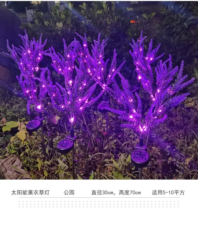 1PC Solar Lights Outdoor Decorative, Purple Lavender Flower Solar Garden Lamp for Yard, Patio, and Garden Decor