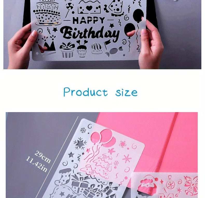 A4 5pcs/set  DIY Painting Template Wall Stencil Airbrush Scrapbook Coloring Embossing Album Diary Christmas Drawing Copy Templat