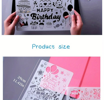 A4 5pcs/set  DIY Painting Template Wall Stencil Airbrush Scrapbook Coloring Embossing Album Diary Christmas Drawing Copy Templat