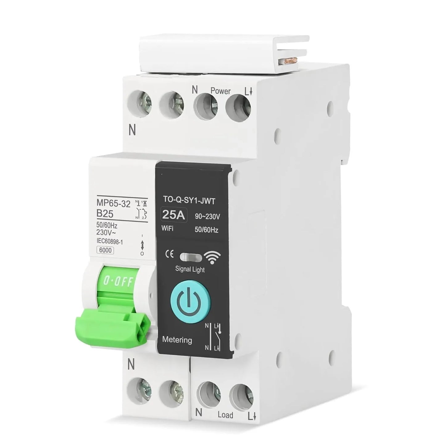 Smart WiFi Circuit Breaker Switch for DIN Rail Installation with Multi Function Timer and Real Time Energy Usage Insights