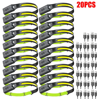 High-power LED Headlamp USB Rechargeable 3-mode Lighting Headlight Flashlight Built in Battery Working Light Camping Torch Light