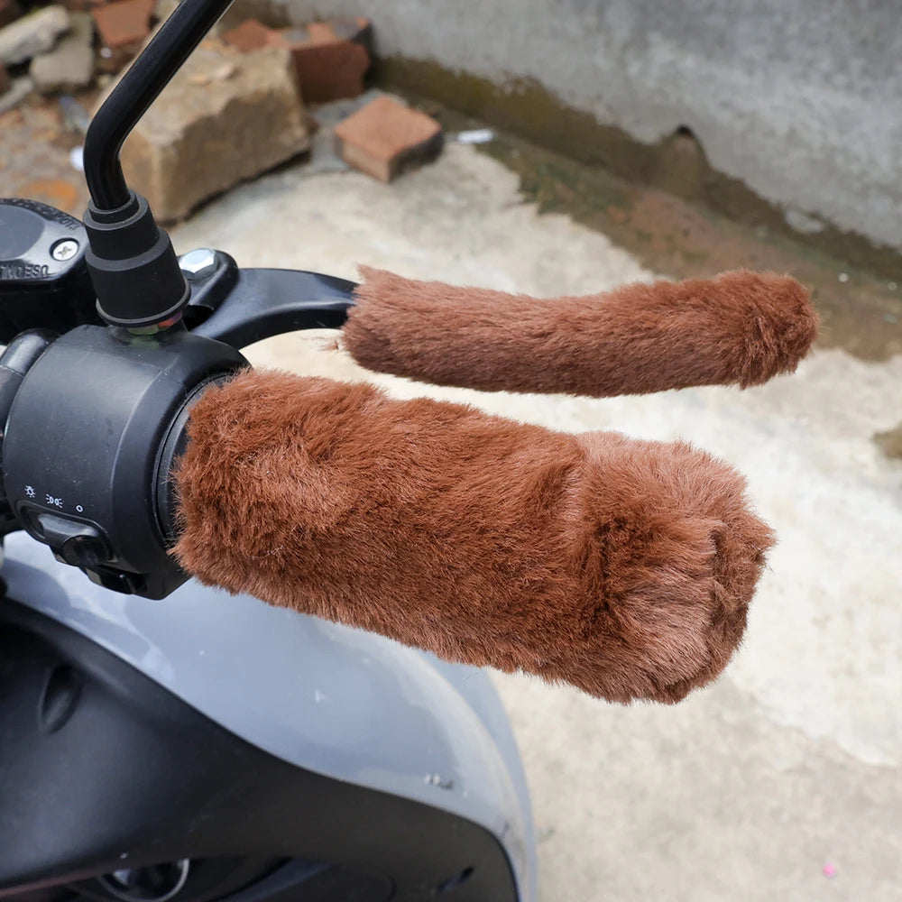 Winter Plush Handlebar Grip Covers Thick Warm Motorcycle