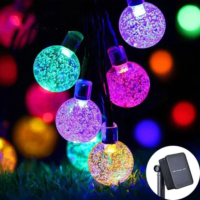 2026 New Solar Crystal Globe LED String Lights IP65 Waterproof Outdoor Fairy Light for Garden Party Christmas Decor