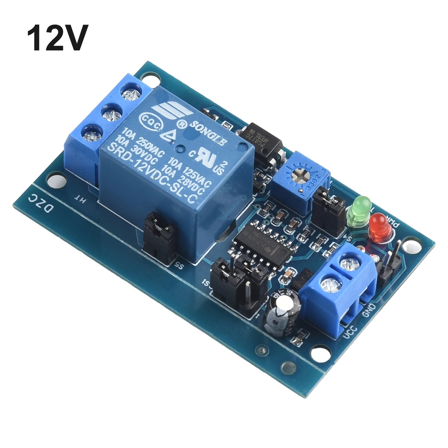Normally Open 12V Time Delay Relay Module with Adjustable Timing for Turn On/Turn Off Switch Suitable for 250V AC Load