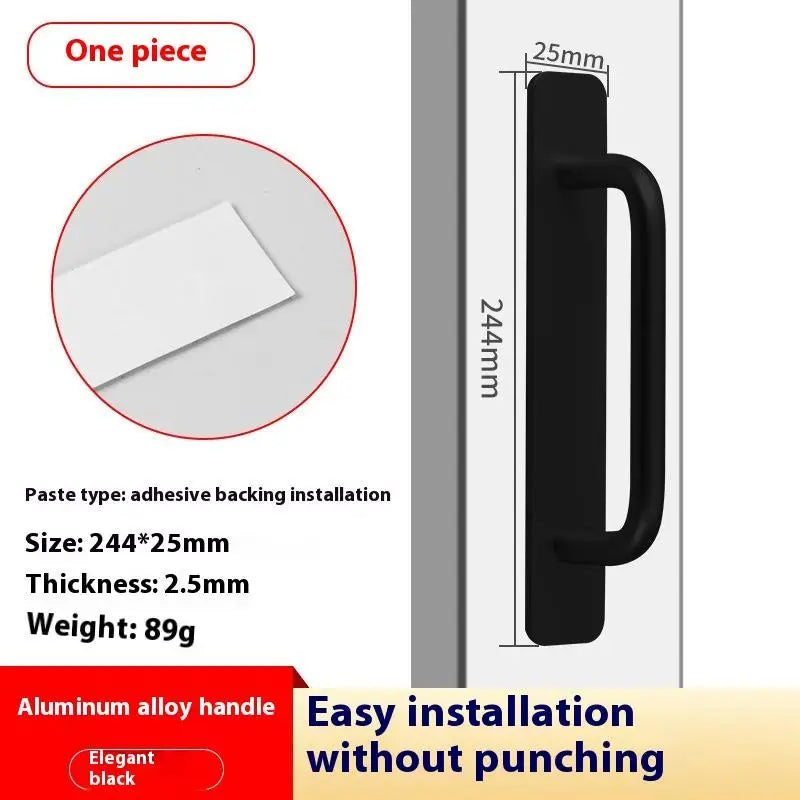 New Aluminium Alloy Punch-Free Furniture Cabinet Handle Sliding Door Pull and Flush Hardware Set for Wood Door Drawer