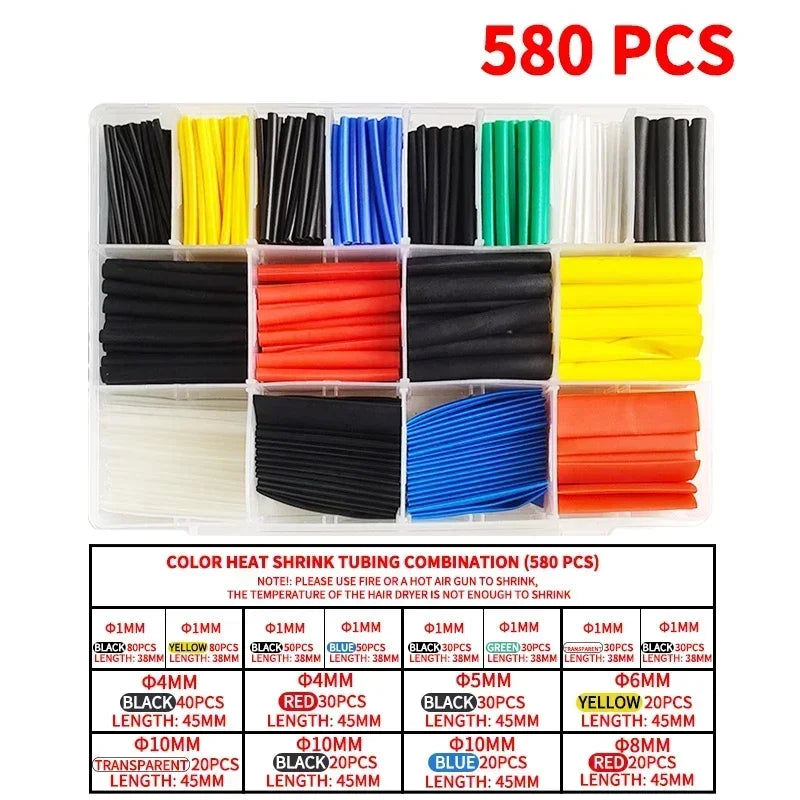 Heat Shrink Tubing Kit 530-800PCS 2:1 Shrinkable Wire Wrap Tubing Cover Protection