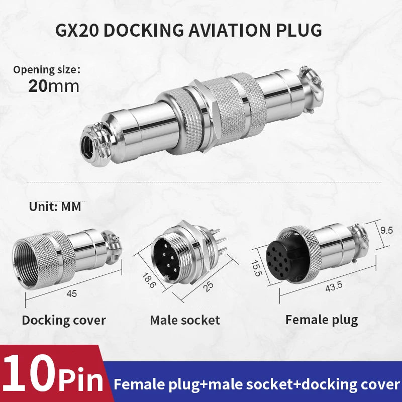 GX20 2/3/4/5/6/7/8/9/10/12/14/15 Pin Male & Female Docking Aviation Plug & Socket Circular Waterproof Butt Joint Connector