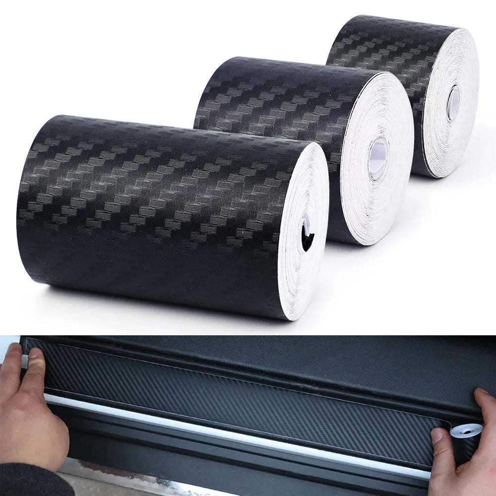 3D Carbon Fiber Sticker – Car Threshold Protective Film Anti-Scratch Waterproof Matte Black Nano Sticker Tape for Car Body