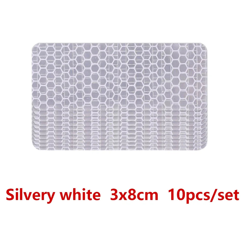 Car Bumper Reflective Safety Strip Stickers – Warning Reflector Tape for Auto Exterior & Interior (10pcs)