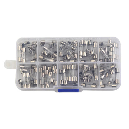 100pcs Insurance Tube Glass Fuses Kit Household 0.2A-20A 100pcs 16*12*2.1cm 250V High Quality Standard Fast Blow