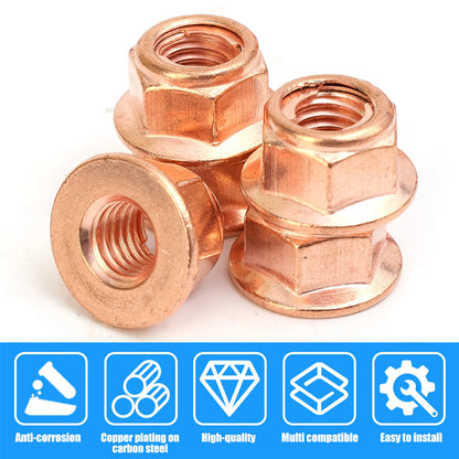 M8 Copper Exhaust Manifold Nut Flange Fastener for BMW Turbo Repair