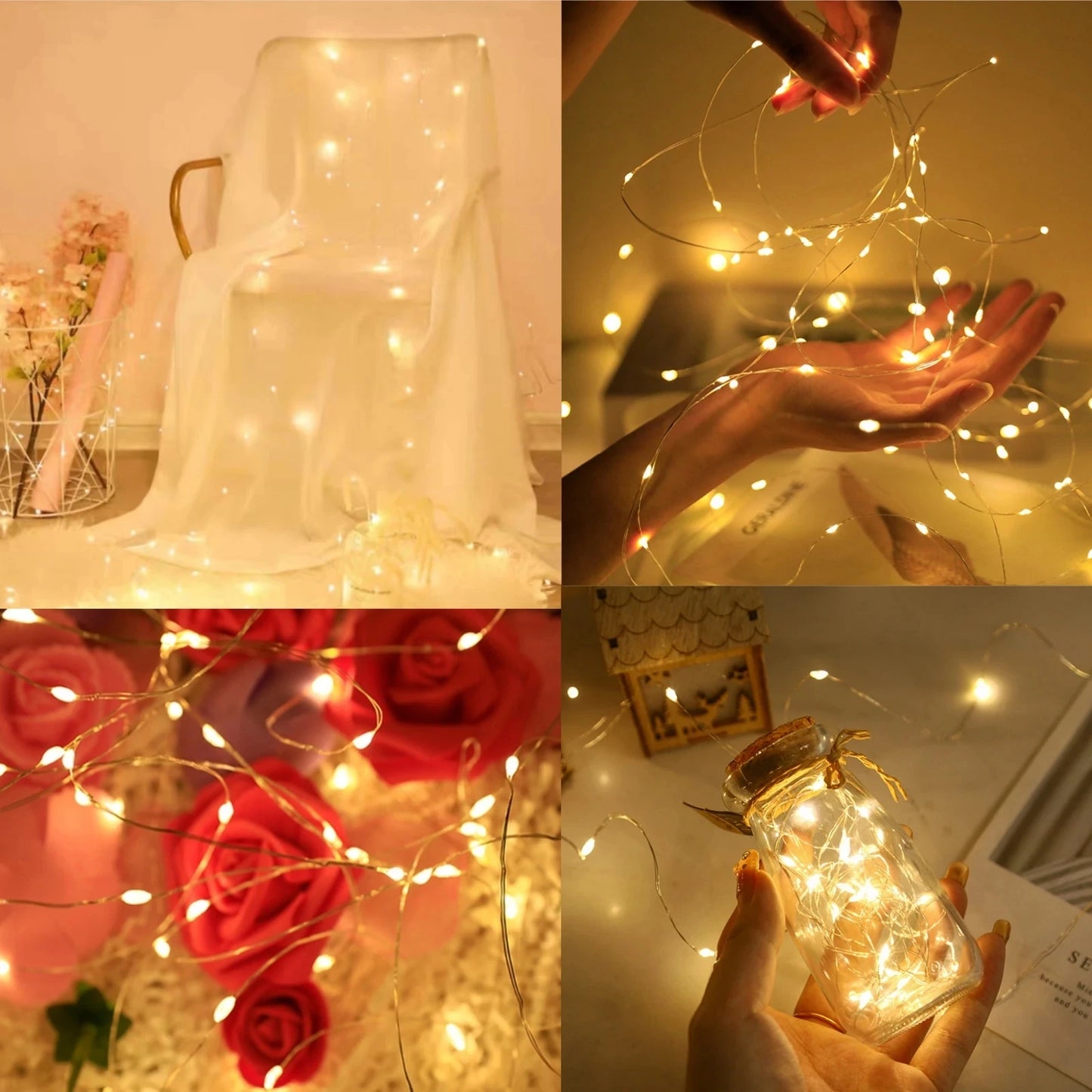 10Packs 1m LED String Lights Warm/Multicolor/Red/Green/Blue/Pink/Purple/White Christmas Atmosphere Firefly Lamp Starry Sky Light