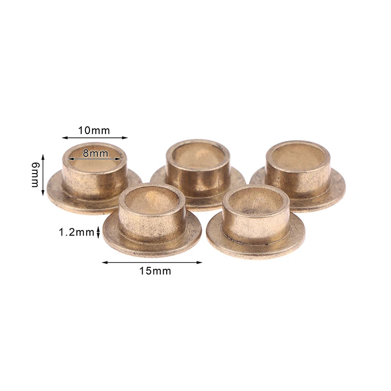 5Pcs Flange Bushing Copper Sleeve Inner Diameter 8MM Powder Metallurgy Oil Bearing With Edge Step Shoulder