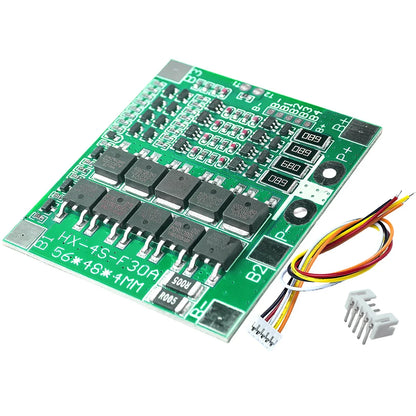 4S 14.8V 30A Lithium Battery BMS Protection Board with Balance for 18650 Li-ion and 12.8V LiFePO4 Cells