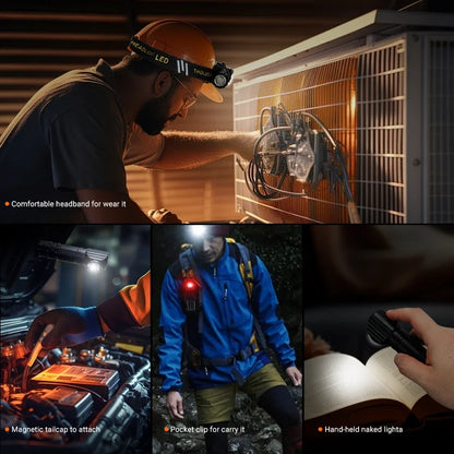 High Power 3LED Headlamp 1300LM with Magnet for 18650/18500 Battery