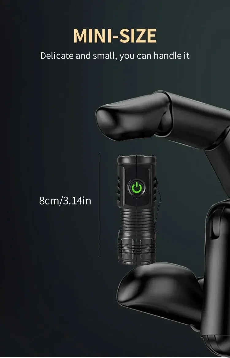 Rechargeable LED Pen Flashlight Mini Clip Waterproof Torch