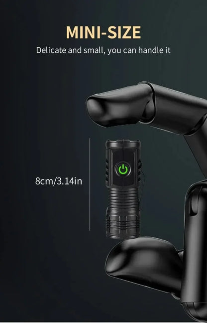 Rechargeable LED Pen Flashlight Mini Clip Waterproof Torch