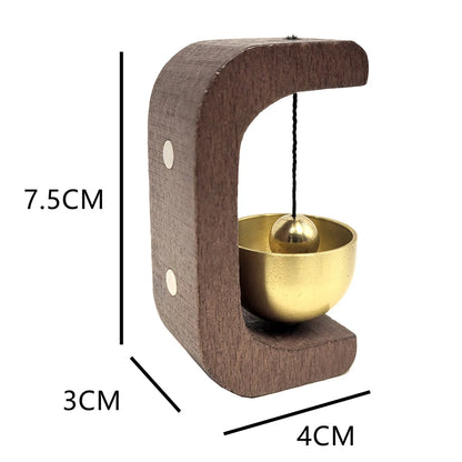 Wireless Magnetic Jingle Bell Door Chime Wooden Brass Hanging Pendant for Entrance Home Decoration