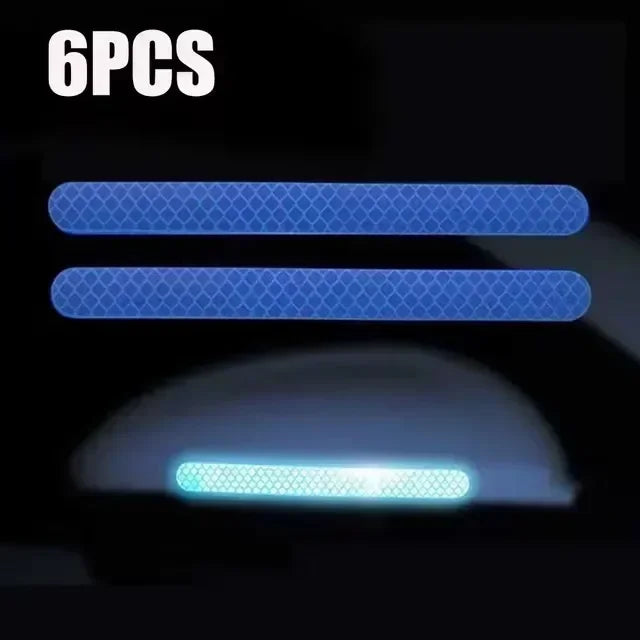 Car Reflective Safety Strip Stickers Rearview Mirror Warning Tape 6/2PCS