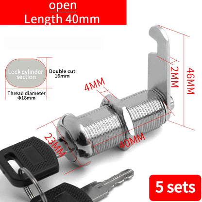 Cabinet Cam Lock Set Two-Sided Keyed Alike 16MM-30MM Cylinder Cam Locks for Mailbox File Drawer Compartment