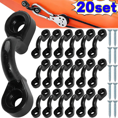 20/5Set Kayak Clips – Inflatable Boat Deck Rigging Fixed Eye Kit for Marine Boat, Rowing & Aquatic Sports Accessories