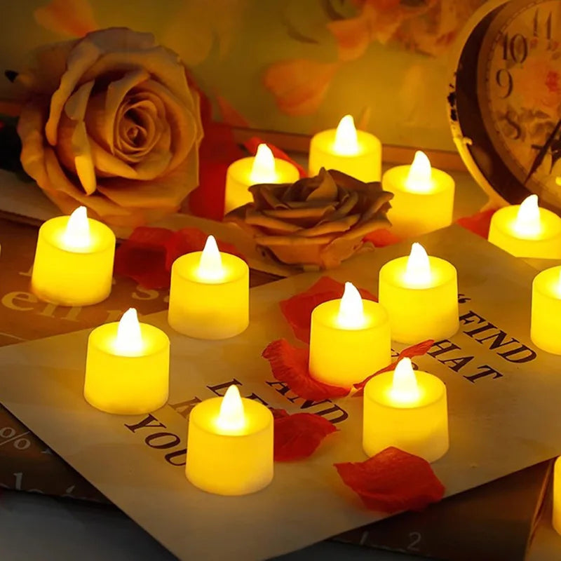Flameless LED Electronic Candle Dropping Wax Tea Light Realistic Flames Led Lamp Christmas Halloween Wedding Home Decor