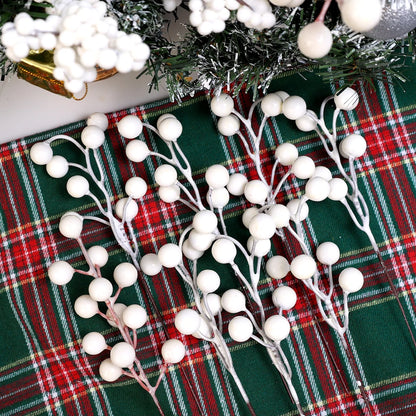 40/4PCS Artificial White Berries Stems Christmas Berry Branches Fake Fruit Flowers DIY Wedding Party New Year Home Decorations