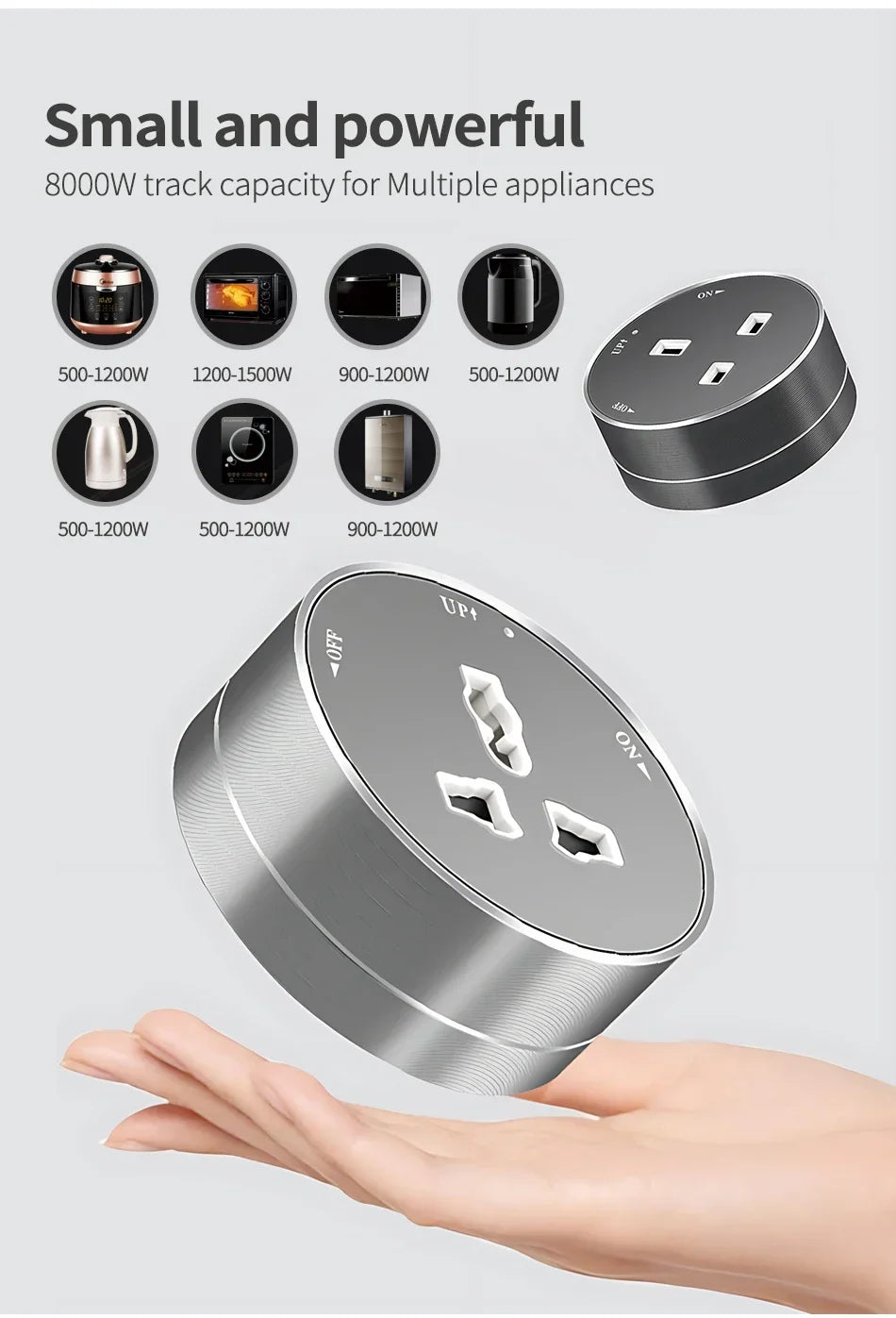 Power Track Universal Socket with USB Wall Mount Power Strip Removable Outlet Adapter