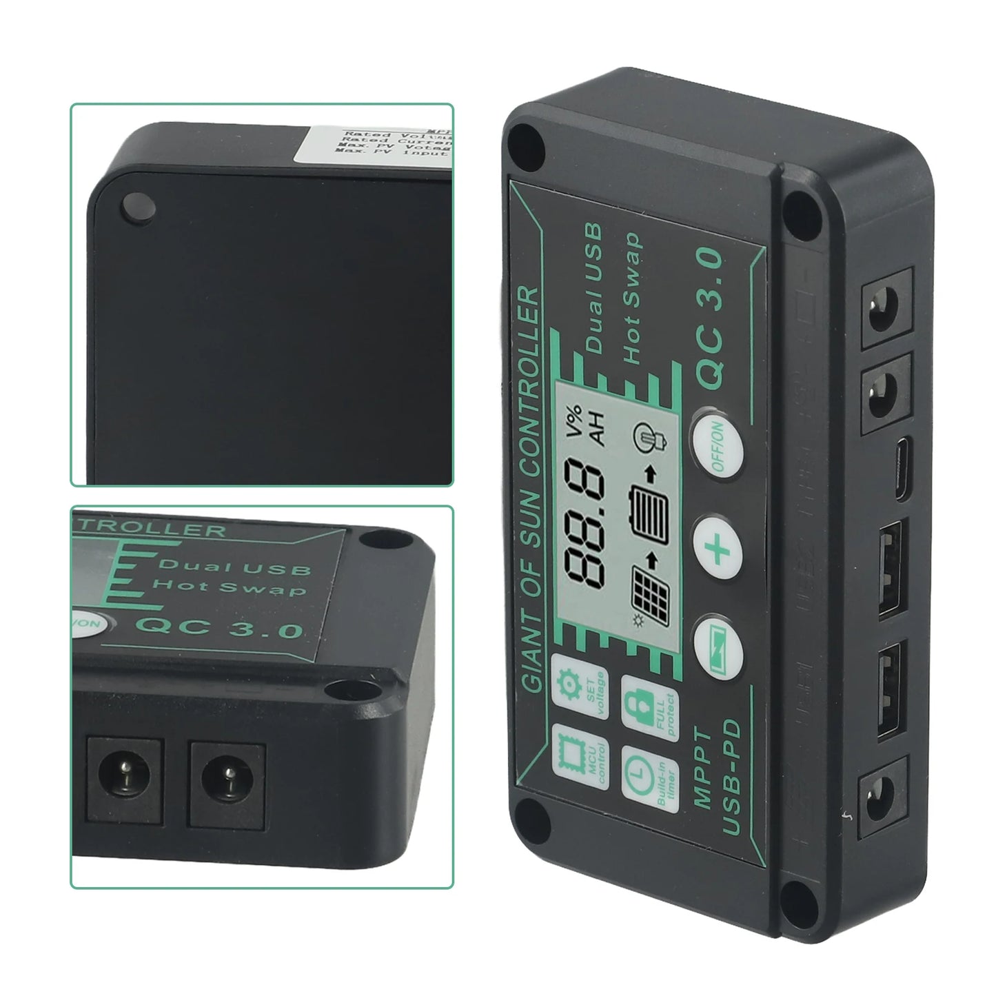 Digital Display Waterproof MPPT Solar Charge Controller Adjustable Current Options 10A 100A Efficient Energy Utilization